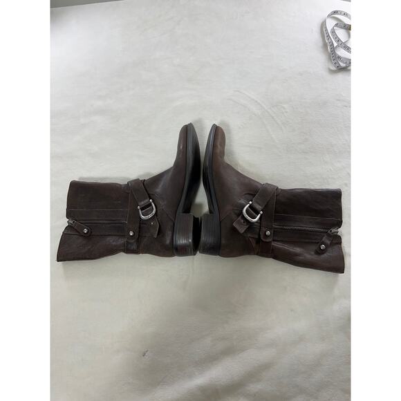 Marc Fisher Brown Leather Zip Heeled Boot Bootie Spring Fall Concert Festival - Picture 4 of 10